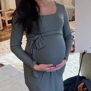 Women's Maternity Bodycon Midi Dress (Dark Green)